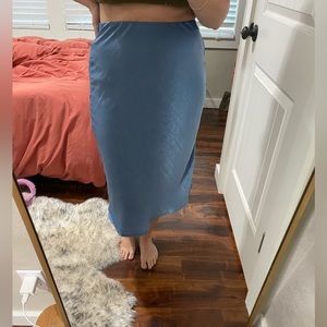Blue silky slip skirt
